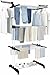 FUREINSTORE Tendedero de Ropa Plegable con Ruedas, 4 Niveles, Perchero con Ganchos Giratorios 360°, Gran Capacidad de Secado, Estante Multifuncional para Interior y Exterior (Negro+Blanco)