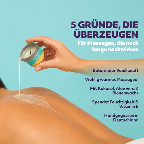 AMORELIE Care – Erotische Massagekerze mit Vanille-Duft (50 g) – Sinnliche Massage, Feuchtigkeitsspendend, Ideal für Paare