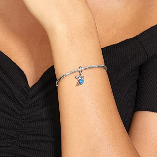 Shark Charm 925 Sterling Silver Dog Charms Cat Bead Lucky Animal Pendant for Pandora Charms Bracelet-Gift for Anniversary Birthday Christmas Day4