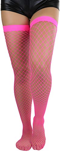 Image of ToBeInStyle Women's Vibrant Large Net Fishnet Thigh High Elastic Nylon Novelty Stockings