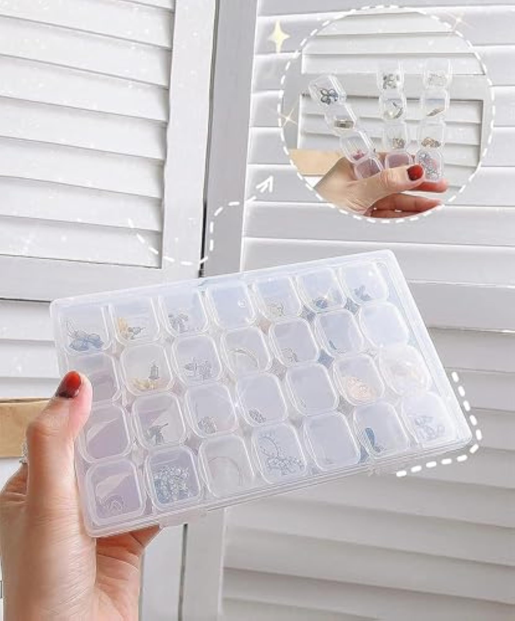 28 Grid Plastic Jewellery Organiser Box, Detachable Storage Case