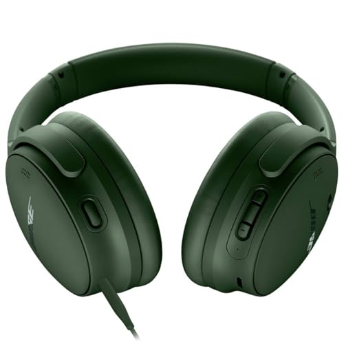 Image of Bose QuietComfort Headphones - Wireless Bluetooth Headphones, Active Over Ear Noise Cancelling and Mic, Deep Bass Bundle + Desktop Headphone Stand + Green Extreme Dual Wall Charger (Cypress Green)