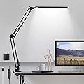 LED Desk Lamp with Clamp, 3 Color Modes Architect Modern Swing Arm Lamp Desk Light, Dimmable Eye-Care Table Light, Memory Function, Task, Study, Reading, Work, Craft, Sewing, Drafting, Home Office 10W