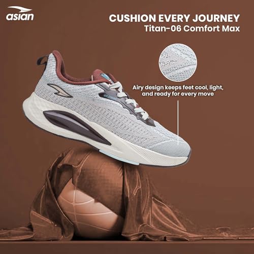 Image of ASIAN Titan-06 Men's Sports Shoes| Lightweight & Breathable Lace-Up Running Shoes | Stylish All-Day Comfort Trainers for Gym, Walking, Casual