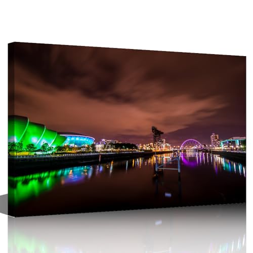 Cuadro de pared de Glasgow sobre lienzo enmarcado para transformar tu sala de estar