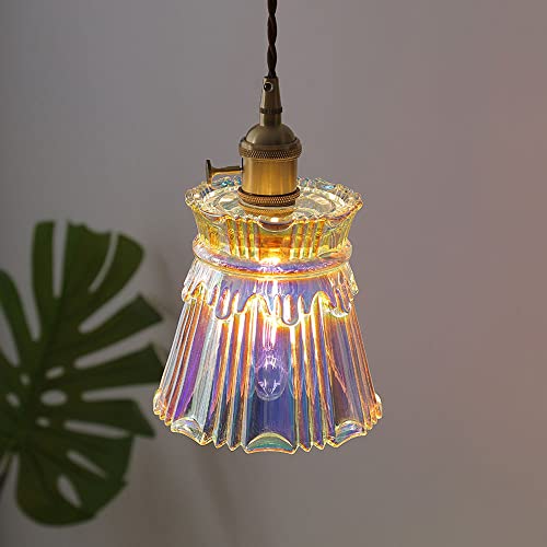 Lumière suspendue ajustable hauteur laiton ombre verre cuisine