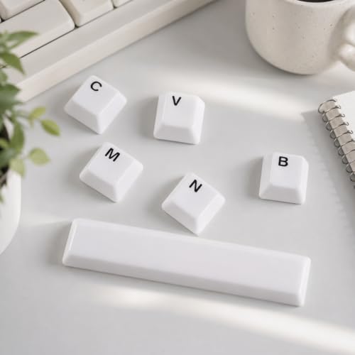 Image of Ceramic Keycap Set for 61 /67 /68 ANSI Keyboards 96 Keys (White with Black) | Mechanical Keyboards Alumina Ceramic, Scratch-Resistant, Gloss Finish, TKL Layout, Comfortable Typing