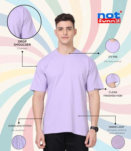 Image of Not Funny 280 GSM Pure Organic Cotton Oversized t Shirts for Men | Drop Shoulder Tshirt for Men & Boys (Available in Black, Blue, Beige,Orange & White)