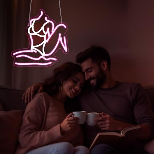 Image of Pink & White Neon Sign for Wall Decor Led Light Sign Neon Light for Room Party Home Wall Decor USB Powered - Lady