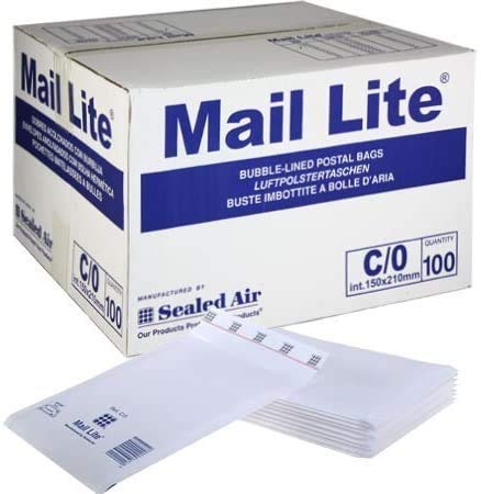 Mail Lite Lot de 200 Enveloppes à bulles A/000 110 x 160 mm (2 boîtes de 100) – blanches, emballage en vrac