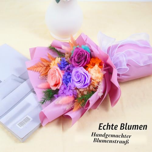 Ewige Rose Blumenstrauß,Konservierte Echt Blumen Rosestrauß in Geschenkbox,Geschenke für Mutter, Freundin, Ehefrau,Geschenke für Valentinstag, Muttertag, Weihnachten,Jahrestag und Geburtstag – Bild 5