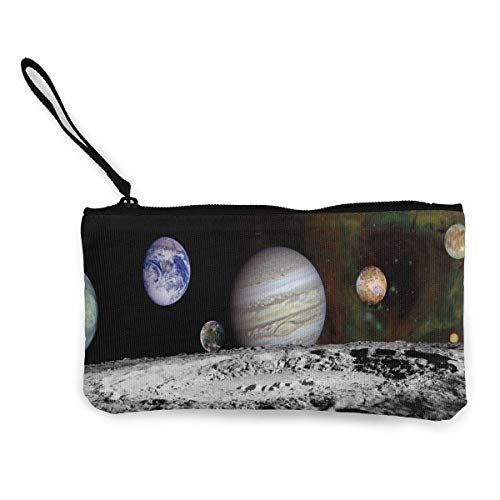 Preisvergleich Produktbild Unisex-Portemonnaie, Münzbeutel, Segeltuch, Sonnensystem, mit Reißverschluss, Geldbörse für Bargeld, Bank, Auto, Reisepass