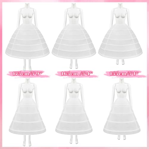 2 Pcs 4 Hoop and 6 Hoop Skirt Petticoat Crinoline Underskirt Floor Length Full Shape Slip Skirt for Women Girls Wedding Ball Gown Cosplay4