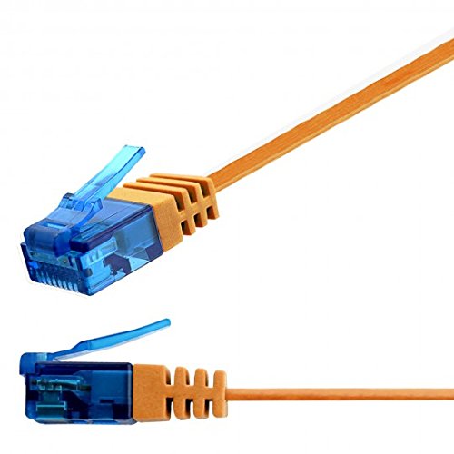 Ligawo ® 1 m RJ45 Cat6a Flat Slim 10 Gigabit Network Patch Cable - Orange