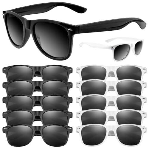 ASTARON Retro Vintage Sonnenbrillen Bulk, 12 Pack polarisiert Günstige Neon Sonnenbrillen Bulk für Frauen und Männer (Schwarz und Weiß)