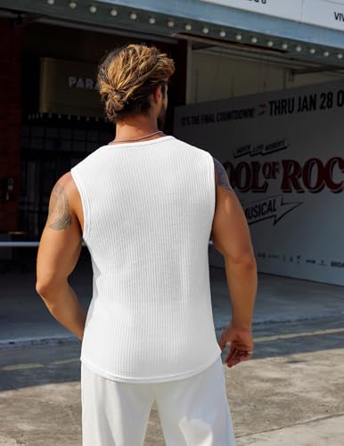 coofandy mens casual tank tops 2 pack waffle knit sleeveless shirt breathable tank shirts summer muscle tee