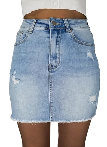 Denim Skirt Women Trendy High Waisted Summer Jean Skirts