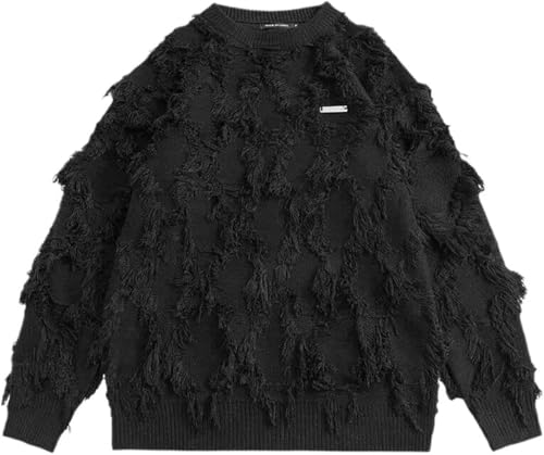 CUTEGAL Y2K Distressed Sweater Cross Oversized Grandpa Sweater Baggy Knit Long Sleeve Pullover Winter Streetwear Unisex4