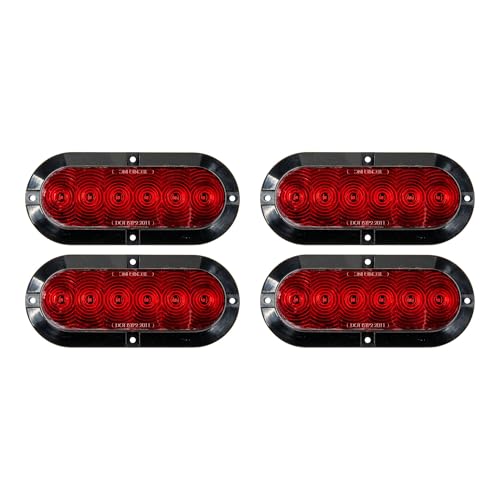 The Trailer Parts Outlet - Surface Mount Red 6in Oval S/T/T Light, Bundle (4)