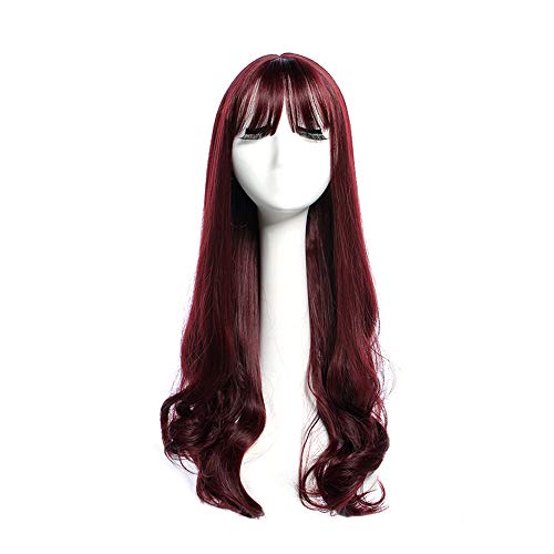Perruque rouge longue bouclée pour femme BaronHong cheveux synthétiques