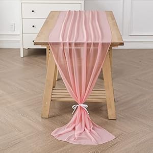 flohar 1Pack 10ft Chiffon Table Runner 29×120 Inch Sheer Romantic Table Runner for Wedding Birthday Party Bridal Shower Outdoor Decoration-Light Pink