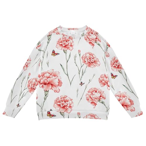 JUNZAN Sweet Carnation White Kids Girls Sweatshirts Hoodies Fleece Boys Sweat Shirt Sports 4T