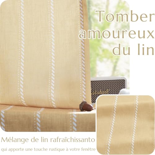Rideau haut de gamme effet lin TOPICK décoration élégante rayée
