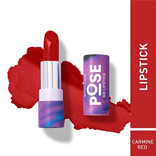 Image of MyGlamm POSE HD Lipstick-Carmine Red (Red)-4 gm | Matte Lipstick | Enriched with Moringa oil & Vitamin E | Long-lasting & Moisturising