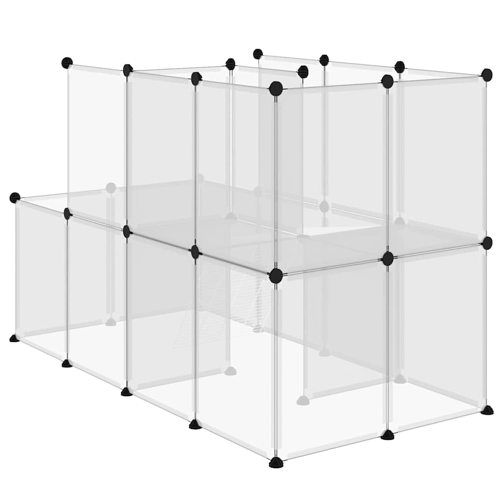Jaula transparente para animales pequeños, 142 x 74 x 93 cm, polipropileno y acero, con plataforma y rampa, casa para roedores para conejos, cobayas, hámsters interiores y exteriores
