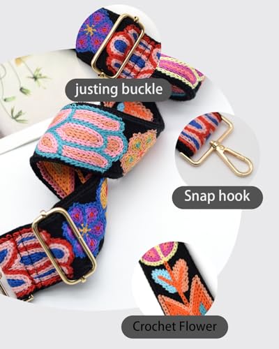 Image of Embroidered Purse Straps Replacement Crossbody Wide Adjustable Bag Straps