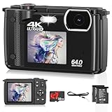 4K 64MP Digital Camera for Photography, Compact Vlogging Camera for YouTube with Auto Focus, Selfie Screens,32GB SD Card,Point&Shoot Camera with WiFi 18X Zoom,Travel Video Camera for Beginners Kids