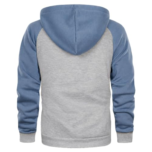 Image of MANTORS Mens Fleece Jackets Contrast Hoodies Lightweight Sweatshirt Color Block Jacket Coats