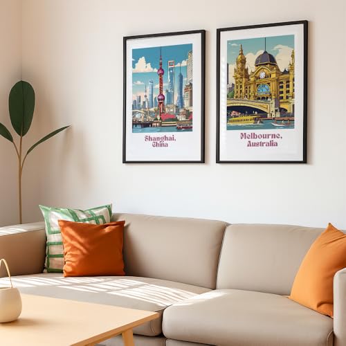 Image of COLOSSAL ART HOUSE Wall Art Set of 2 - 10x13 inch Framed Paintings for Living Room, Bedroom & Home Decor - Modern Wall Decoration for Interior Spaces, Aesthetic & Stylish Design Red
