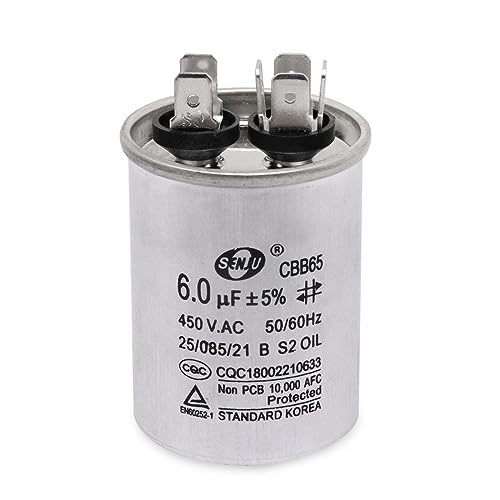6uF Fan Motor Run Capacitor for AC, Heat Pump, or Fan