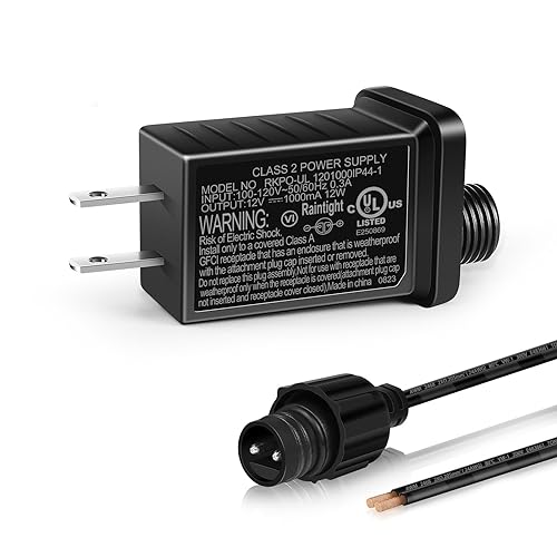 12V 12W 1A Class 2 Power Supply, AC to DC Low Voltage Transformer, IP44 Inflatable Power Adapter for...