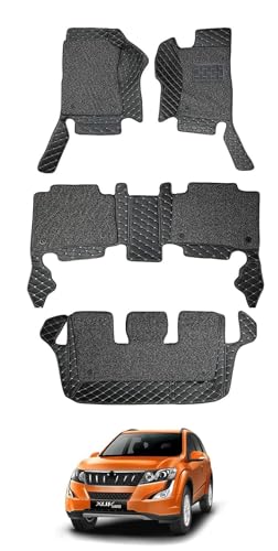 Image of Auto Hub 7D car mat XUV 500 (7 Seater), Luxury Double-Stich 7d Car Floor Mat Complete Set, 100% Waterproof and Washable, Color : Black
