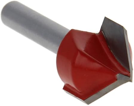 90 V-Groove Router Bit, 3/4" Dia, 1/4" Shank, Cemented Carbide Tipped | Woodworking Chamfer Bevel Cutter, Deep/Shallow Grooves, For Carving Wood/Composites/MDF