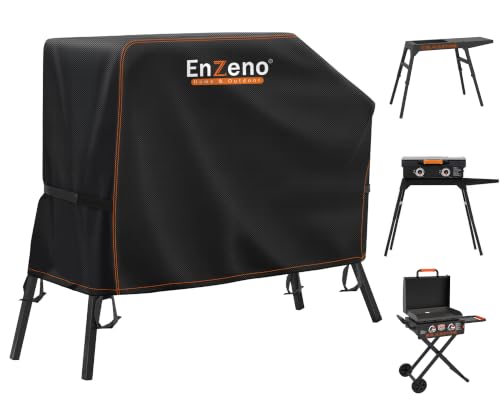 Enzeno Grill Cover for Blackstone 22 inch Griddle with Hood and Stand Barbeque Griddle Cover Waterproof BBQ Gas Grill Cover with Windproof Straps Griddle Accessories for Blackstone 22 and 17 inch