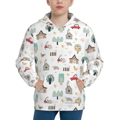 Summer Farm Kid Hoodies Boys Sweatshirts Girls Pullover with Pocket