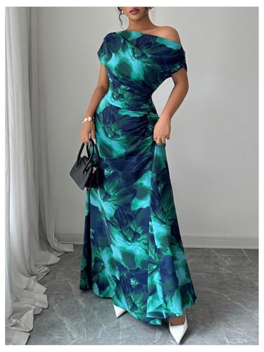Floerns Women's Off The Shoulder Maxi Dress Dolman Sleeve Ruched Party A Line Dresses4