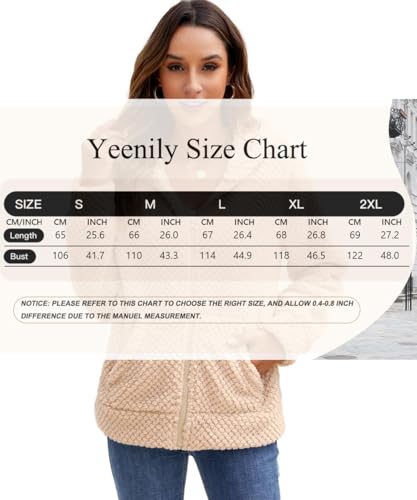 Damen Winterjacke Hoodie Fleecejacke Warm Wintermantel Stilvoller Pullover Strickjacke Reißverschluss Plüschjacke Herbst Kurz Mantel Winter Jacke Oberteile Mode Kapuzenjacke Mit Taschen (Aprikose, XL)
