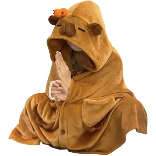 Manta de capibara suave con capucha para combatir el frío en invierno 2