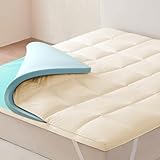 LeWinBedding Dual Layer 2 Inch Memory Foam Mattress Topper King Size, 1.5 Inch Cooling Gel Memory Foam and 0.5 Inch Goose Down Fibers Mattress Pad Cover for Pressure Relieving(78'x80',Yellow)