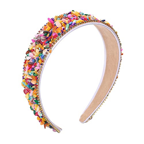 MHDGG Pearl Headbands for Women Stone Rhinestone Decor Headband Bling Faux Rhinestones Hairbands Bridal Hair Hoop Wedding Hair Accessories for Women Girls