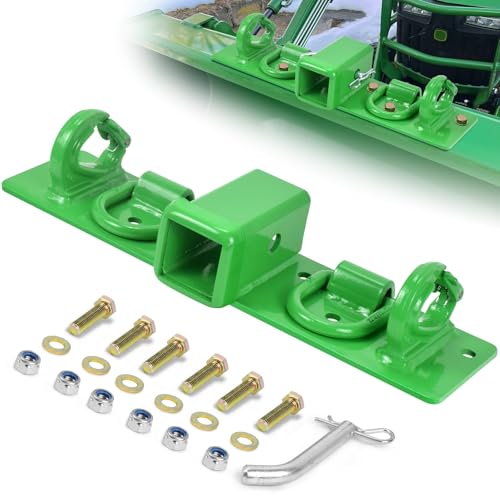 Tractor Bucket Grab Hooks with Self-Locking Function (2026 Upgraded) Tractor Bucket Hooks Bolt on Hooks 2 Receiver (Heavy-Duty) with D Rings Compatible with Kubota Tractors (Straight)