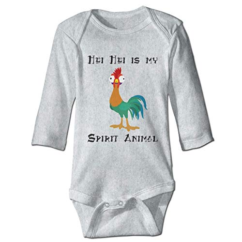 HEI HEI is My Spirit Animal Cute Bodysuit Toddler Rompers for Infant Unisex Baby Long Sleeve Gray