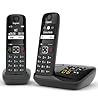 Gigaset AS690A Duo Telefono Cordless, 2 Portatili + Segreteria, Vivavoce Alta Qualità, Tastiera Illuminata ed Ampio Display, Lista Chiamate Fatte, Ricevute e Perse [Versione Italiana]