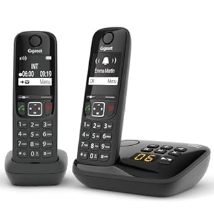 Gigaset AS690A Duo Telefono Cordless, 2 Portatili + Segreteria, Vivavoce Alta Qualità, Tastiera Illuminata ed Ampio Display, Lista Chiamate Fatte, Ricevute e Perse [Versione Italiana]