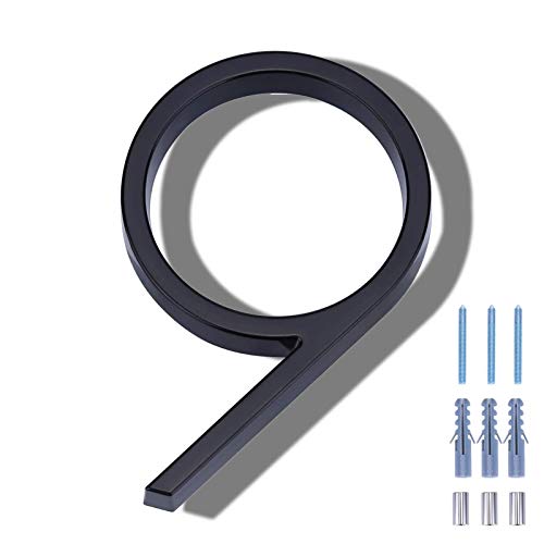 5 Inch Floating House Number 9, VONDERSO Black Metal Modern Outdoor Address Sign for Yard Street and Mailbox, Zinc Alloy Solid Address Numbers and Letters with Exquisite Drawing Process