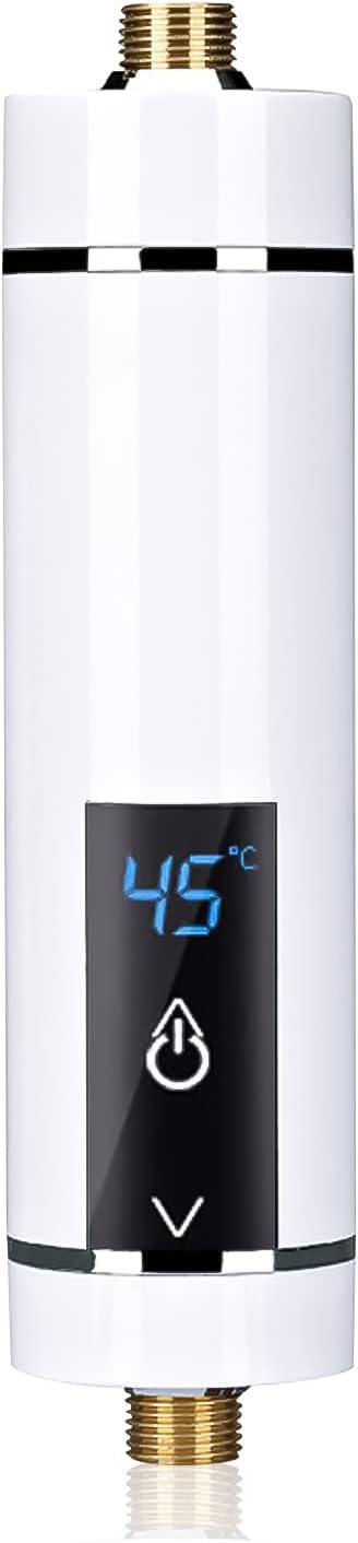 Mini podgrzewacz wody, elektryczny podgrzewacz wody, natychmiastowy podgrzewacz wody, bezzbiornikowy do łazienki, kuchni, wtyczka EU 220 V (biały, 3500 W)